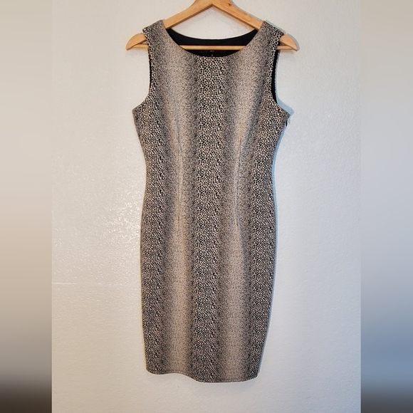 💚5/$25 Nine West Black White Snake Print Knee Length Sleeveless Sheath Dress - Picture 5 of 5
